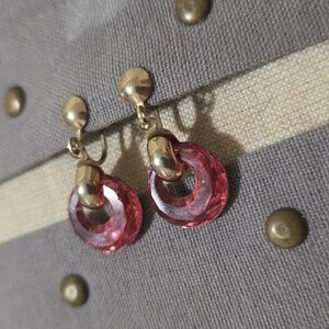 Old Faceted Pink Earrings